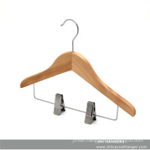 Children′s Clips Wooden Hanger Natural Baby Clothes Hanger